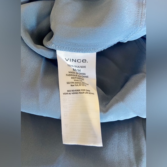 NWT $425 Vince Double V-neck Asymmetric Seamed Slip Dress In Blue Size M - Picture 7 of 7
